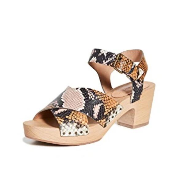 Madewell The Johanna Crisscross Sandal Snake Embossed Leather Sz 7.5 - Picture 1 of 11